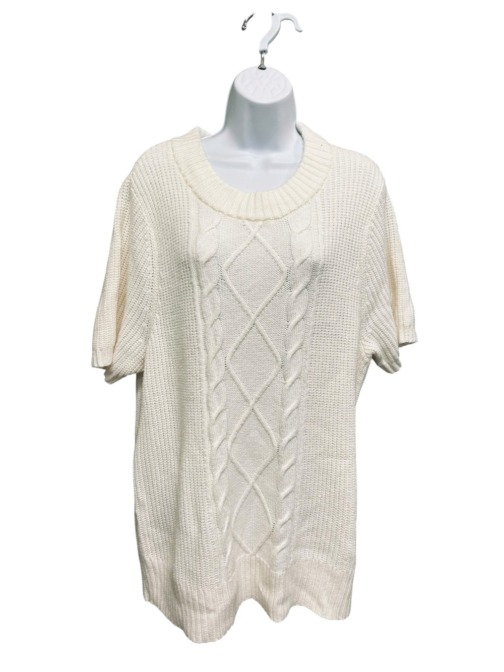 Torrid Cable Knit Short Sleeve Tunic Sweater Cream Ivory Plus Size 3X